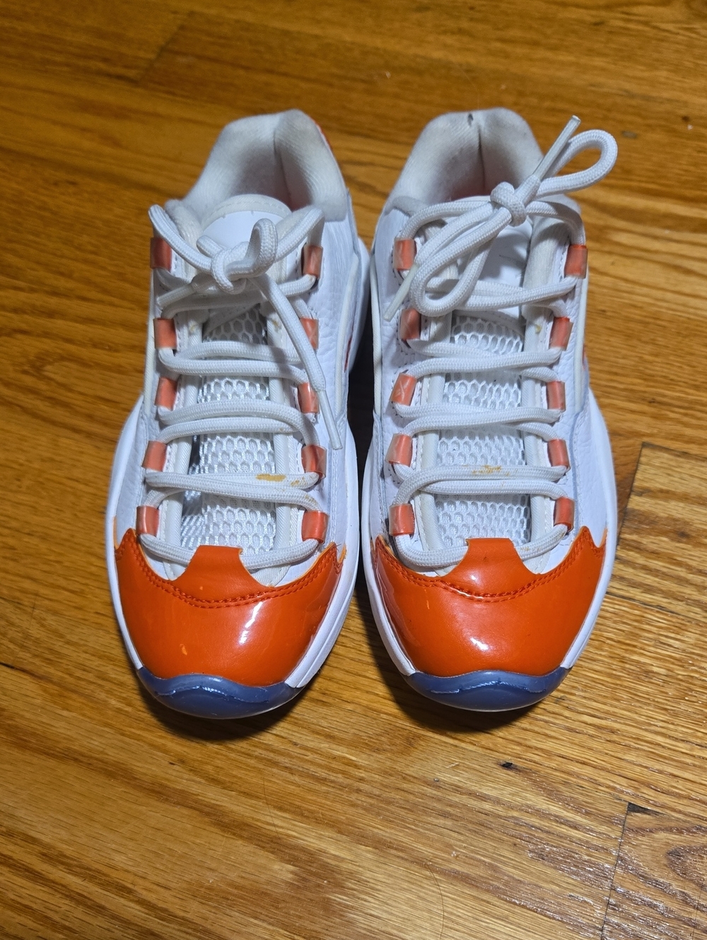 Reebok Question Low Patent Toe Orange. Size 4.5.